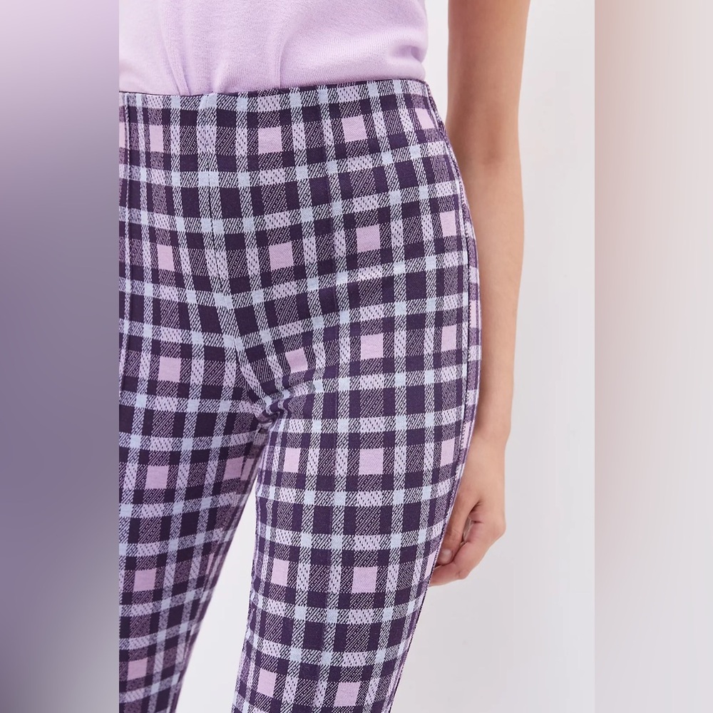 Maeve from Anthropologie Women’s Cropped Flare Pants in Purple Plaid, Size XS - Picture 2 of 13